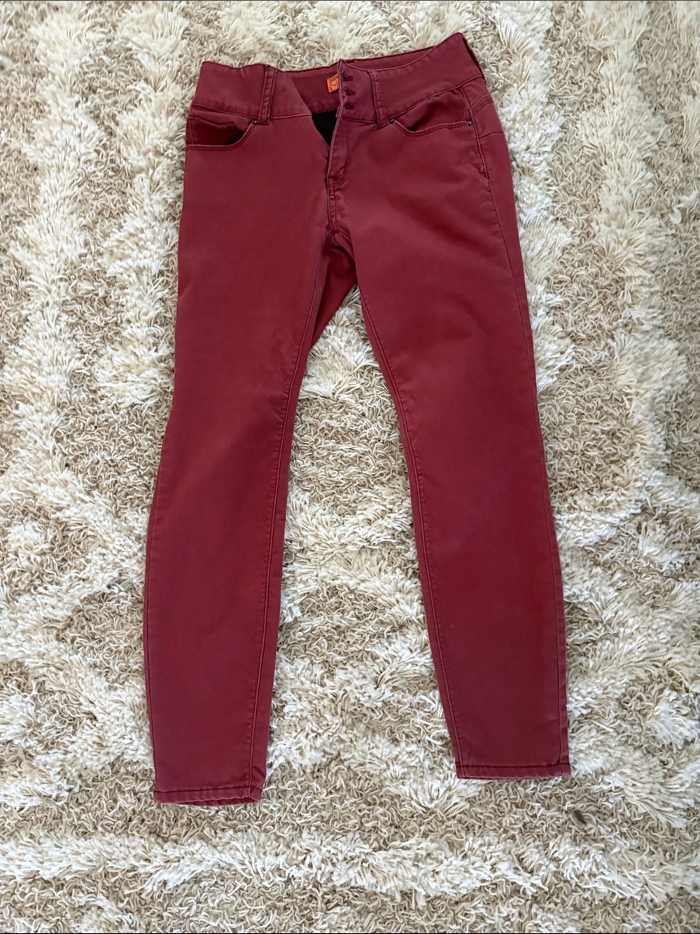 Wax Jean Wine-Red Slim Pants